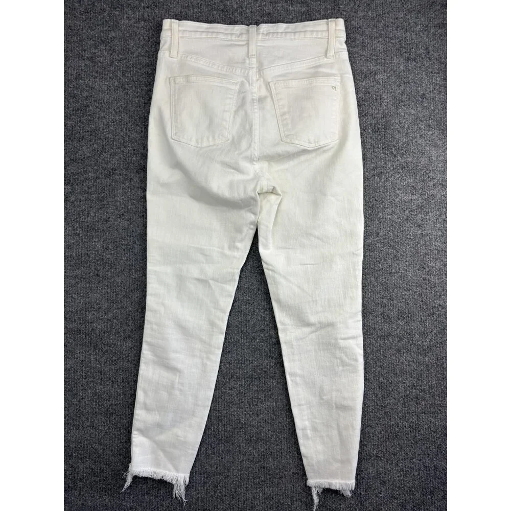 Madewell Jeans Womens 27 White 10 Inch High‎ Rise Skinny Crop Button Fly Raw Hem